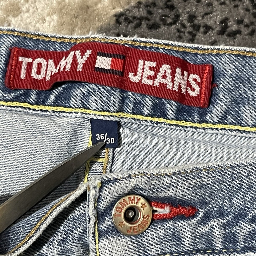 Tommy Hilfiger Baggy Jeans Men 34x30 Blue Denim Skater Wide Leg Grunge Rap VTG - Picture 5 of 15